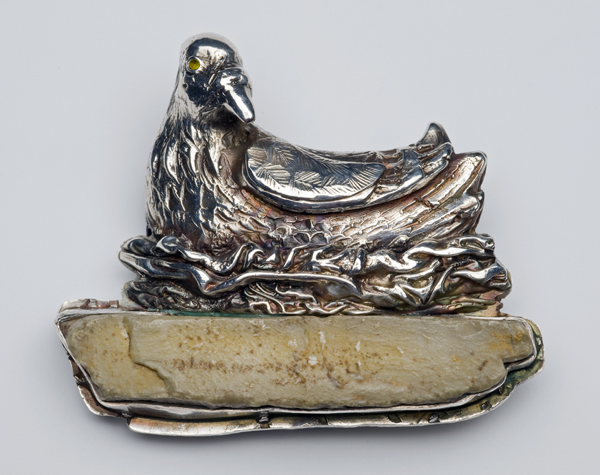 Nesting Bird -- brooch and pendant