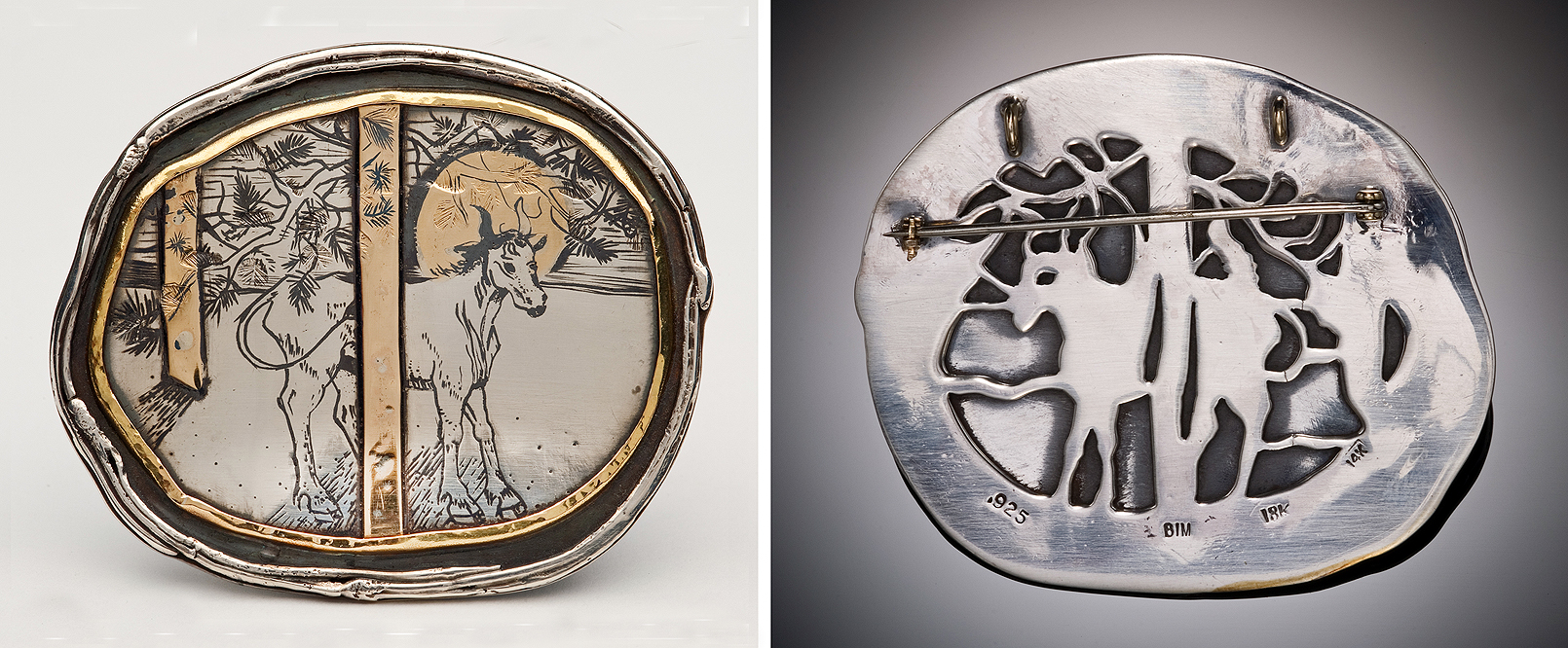 St. Mark as a Calf Brooch -- front and back SAF